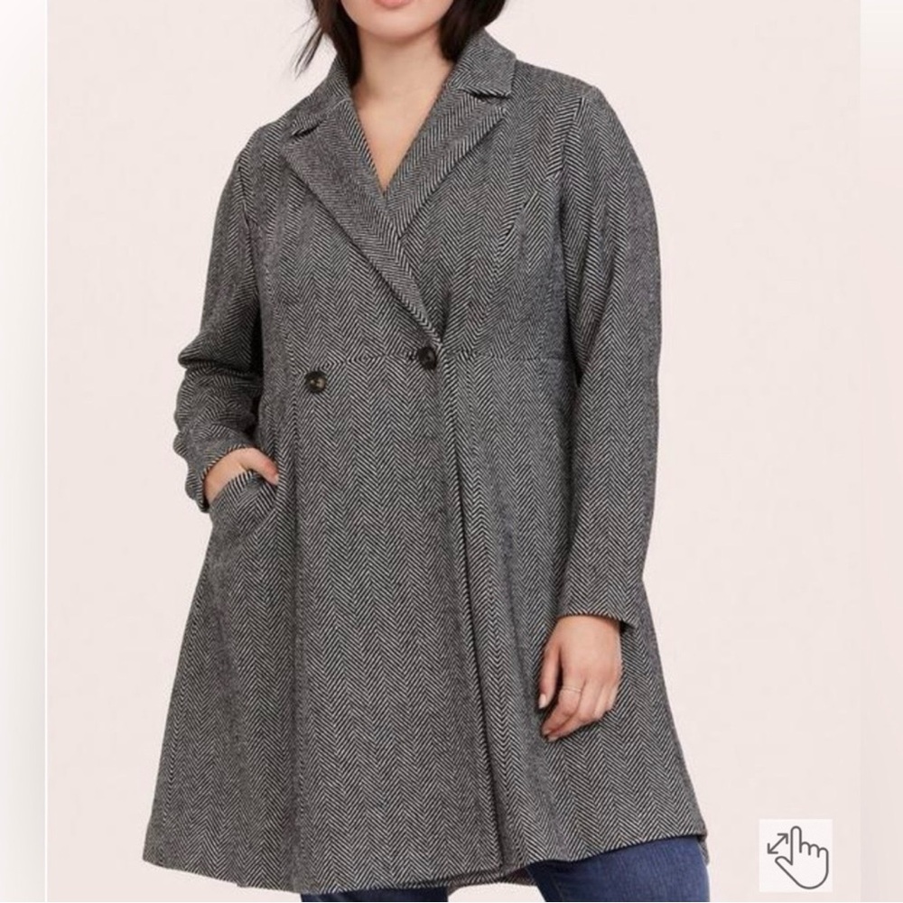 TORRID Fit & Flare Herringbone Coat Jacket Peacoat Plus Size 2X - Picture 5 of 15